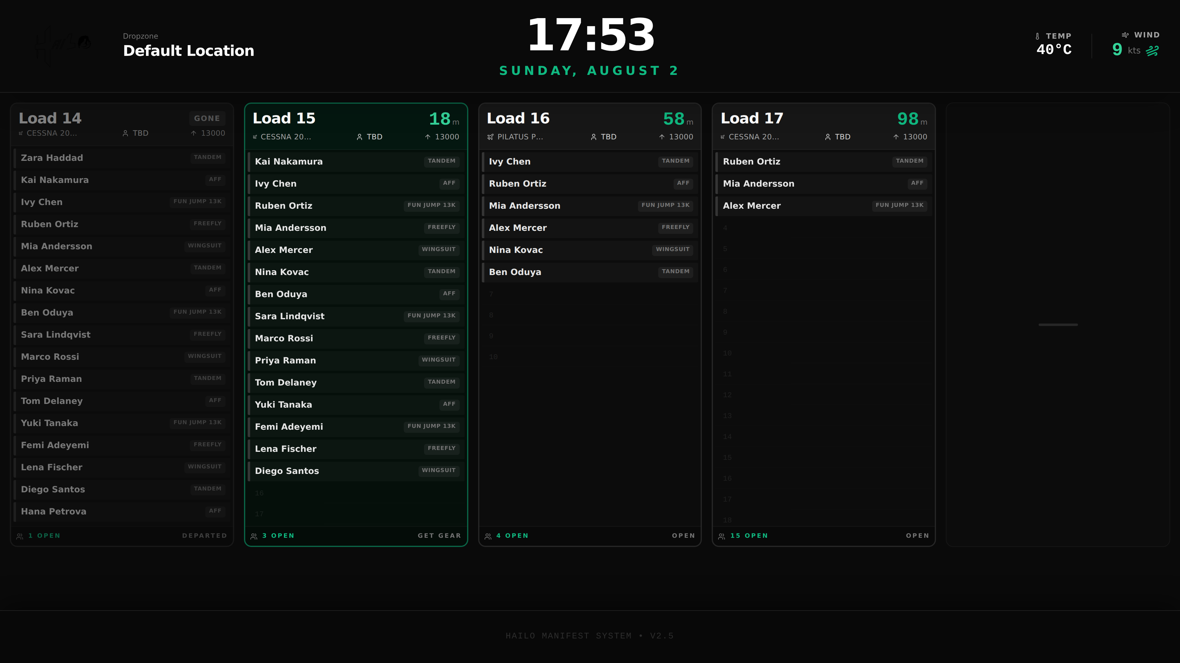 Hailo TV manifest screen