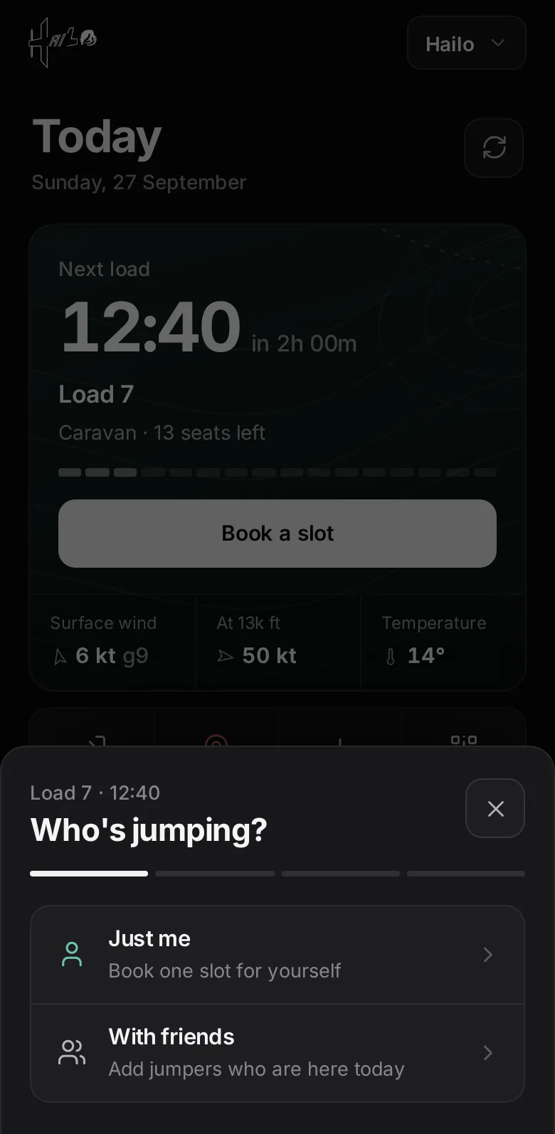 Hailo — choosing a ticket for a slot on the next load