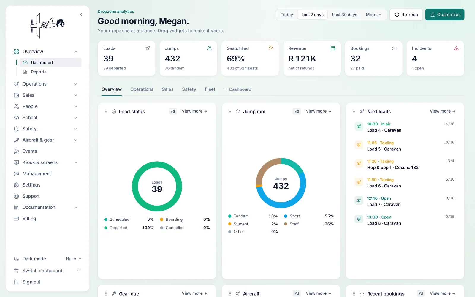 Hailo — the dropzone dashboard
