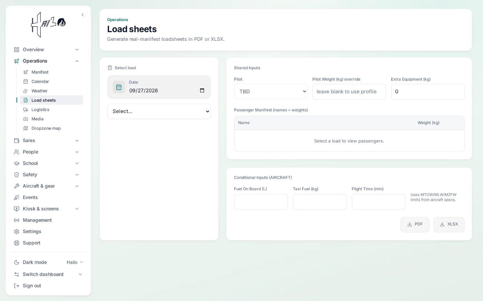 Hailo — building a load sheet from the manifest
