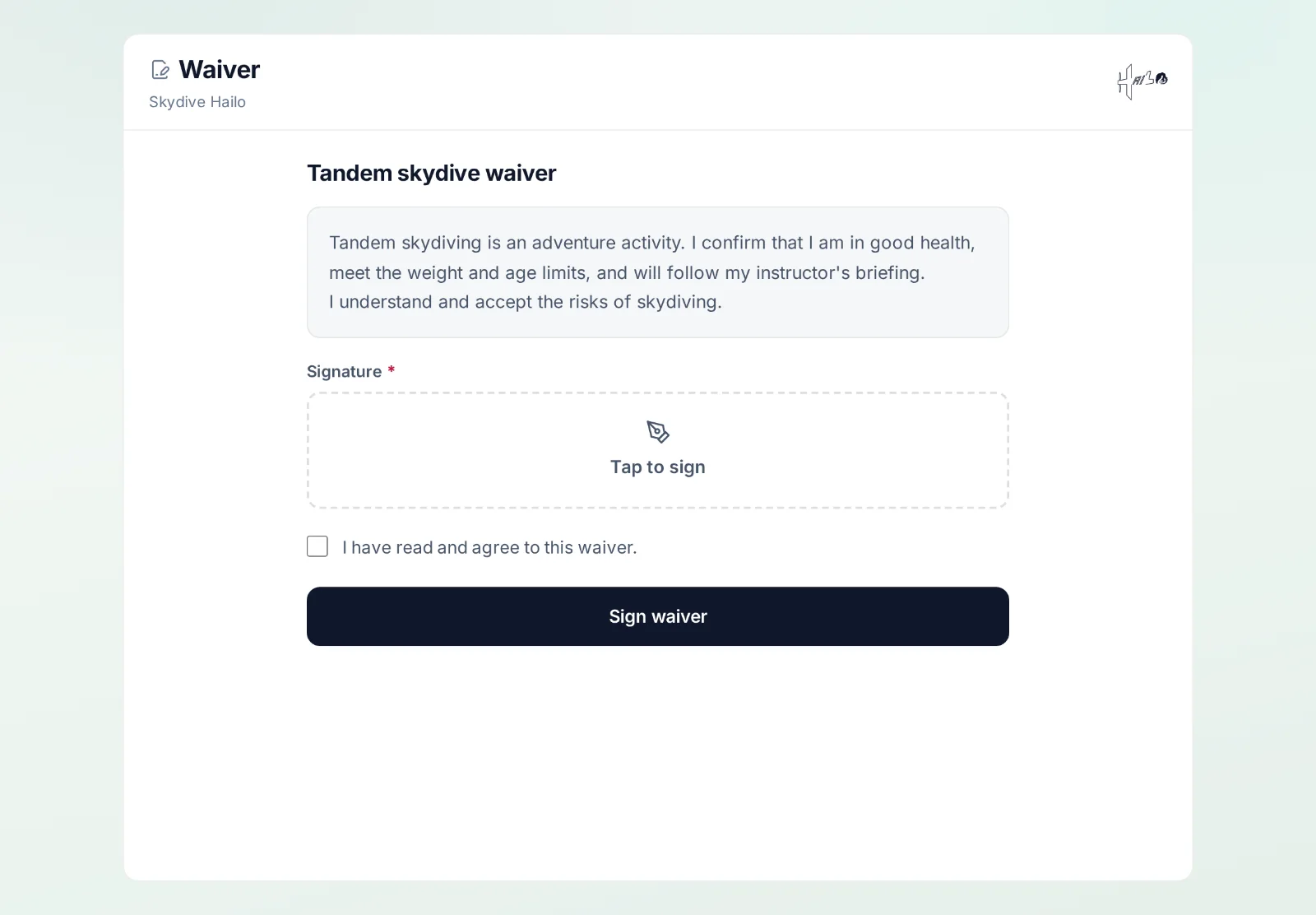 Hailo — a tandem waiver on the kiosk